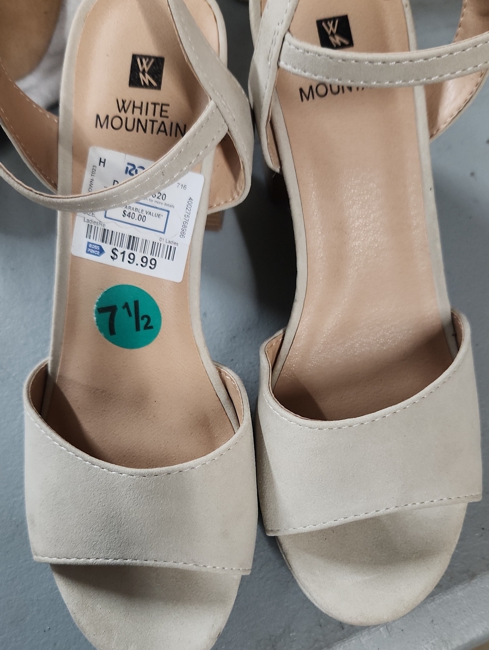 White Mountain Beige Open-Toe Block Heel Sandals